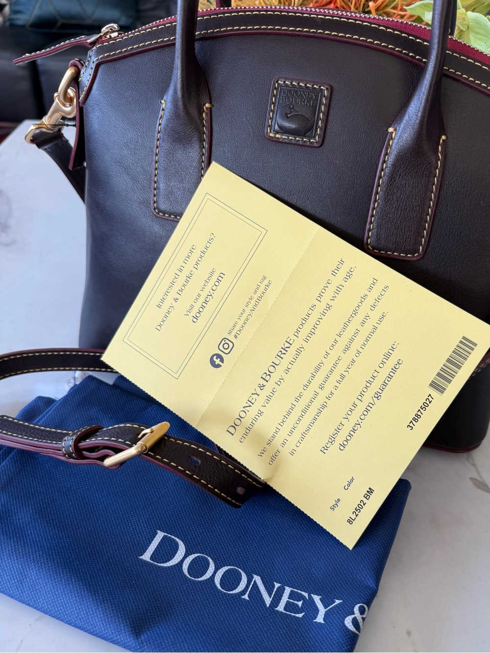 New Dooney & Bourke Florentine Domed Satchel Italian Vacchetta Leather - Picture 12 of 16